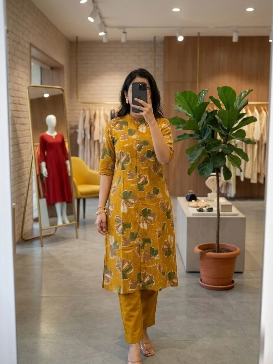 Mustard Yellow Printed Stylish Salwar Set
